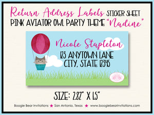 Pink Aviator Owl Baby Shower Invitation Airplane Boogie Bear Invitations Nadine Theme Paperless Printable Printed