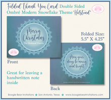 Load image into Gallery viewer, Winter Christmas Party Thank You Cards Flat Folded Note Ombré Snowflake Winter North Star Boogie Bear Invitations Holstead Theme Printed