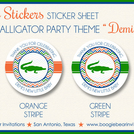Alligator Crocodile Baby Shower Party Stickers Boogie Bear Invitations Demi Theme