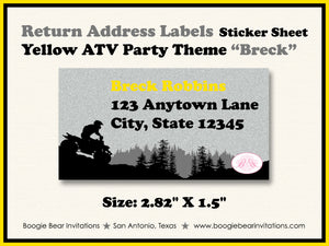 Yellow ATV Birthday Party Invitation Quad 4 Wheeler Boogie Bear Invitations Breck Theme Printed