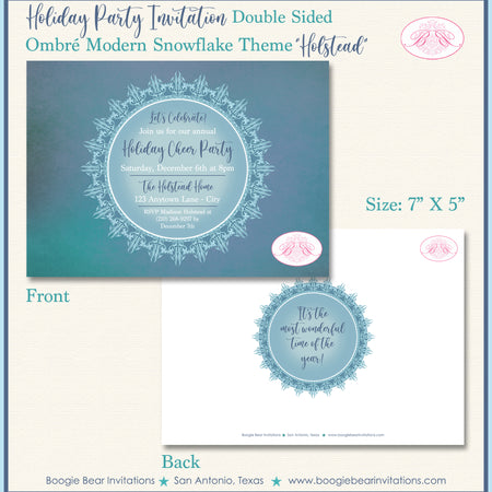 Ombré Snowflake Winter Party Invitation Christmas North Star Modern Bokeh Boogie Bear Invitations Holstead Theme Paperless Printable Printed