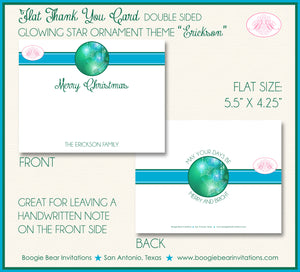 Christmas Winter Party Thank You Cards Flat Folded Note Green Glowing Star Ornament Ombré 1st Boogie Bear Invitations Erickson Theme Printed