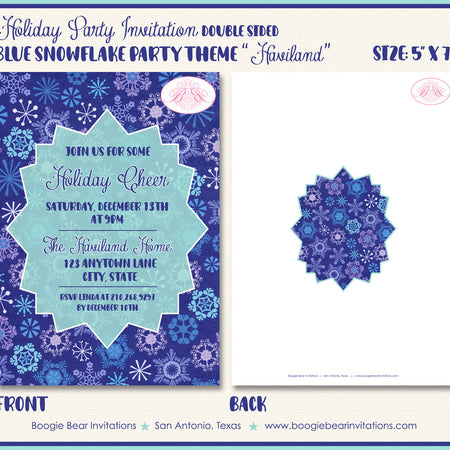 Snowflake Winter Party Invitation Blue Retro Holiday Christmas Star Boogie Bear Invitations Haviland Theme Theme Paperless Printable Printed