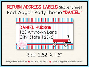 Red Wagon Photo Birthday Party Invitation Boy Girl Boogie Bear Invitations Daniel Theme Paperless Printable Printed