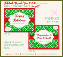 Load image into Gallery viewer, Retro Holiday Christmas Party Thank You Cards Flat Folded Note Glitter Red Green White Winter Boogie Bear Invitations Singall Theme Printed