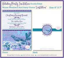 Load image into Gallery viewer, Winter Christmas Bird Party Invitation Woodland Animals Holiday Purple Boogie Bear Invitations Castillion Theme Paperless Printable Printed