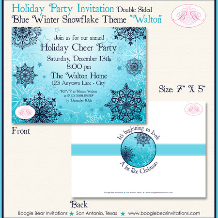 Snowflake Winter Party Invitation Christmas Star Blue Ombre Snow Navy Boogie Bear Invitations Walton Theme Theme Paperless Printable Printed