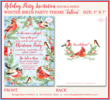 Load image into Gallery viewer, Red Cardinal Bird Christmas Party Invitation Green Winter Holiday Cheer 1st Boogie Bear Invitations Fulton Theme Paperless Printable Printed