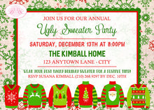 Load image into Gallery viewer, Ugly Sweater Christmas Party Invitation Contest Red Green White Knit Boogie Bear Invitations Kimball Theme Theme Paperless Printable Printed
