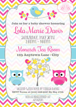 Load image into Gallery viewer, Woodland Birds Owls Baby Shower Invitation Boogie Bear Invitations Lola Theme Paperless Printable Printed