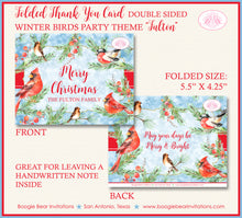 Load image into Gallery viewer, Red Cardinal Bird Party Thank You Cards Flat Folded Note Christmas Green Winter Holiday Cheer Boogie Bear Invitations Fulton Theme Printed