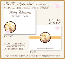 Load image into Gallery viewer, Holiday Christmas Party Thank You Cards Flat Folded Note Glitter Gold Ornament Boogie Bear Invitations Norvell Theme Printed