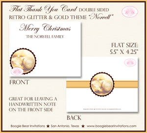 Holiday Christmas Party Thank You Cards Flat Folded Note Glitter Gold Ornament Boogie Bear Invitations Norvell Theme Printed