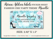 Load image into Gallery viewer, Fashion Chic Blue Birthday Party Invitation Aqua Black Boogie Bear Invitations Marcella Theme Paperless Printable Printed