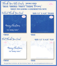Load image into Gallery viewer, Holiday Christmas Party Thank You Cards Flat Folded Note Blue Swirls Winter Boogie Bear Invitations Barnes Theme Printed