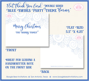 Holiday Christmas Party Thank You Cards Flat Folded Note Blue Swirls Winter Boogie Bear Invitations Barnes Theme Printed