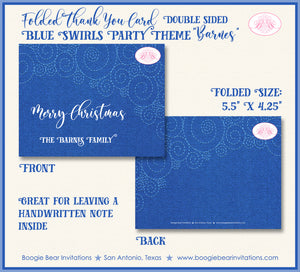 Holiday Christmas Party Thank You Cards Flat Folded Note Blue Swirls Winter Boogie Bear Invitations Barnes Theme Printed