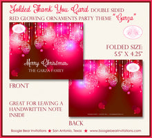 Load image into Gallery viewer, Winter Holiday Christmas Thank You Cards Red Glowing Ornament Boogie Bear Invitations Garza Theme Printed