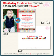 Load image into Gallery viewer, Train Photo Birthday Party Invitation Choo Choo Railroad Boogie Bear Invitations Brett Theme Paperless Printable Printed