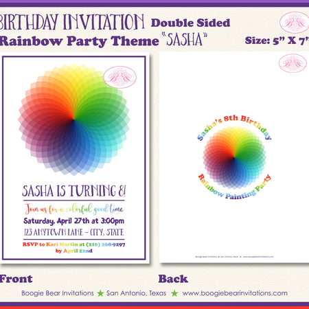 Rainbow Birthday Party Invitation Painting Boogie Bear Invitations Sasha Theme Paperless Printable Printed