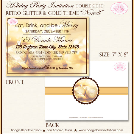 Gold Ornament Christmas Party Invitation Holiday Glitter Boogie Bear Invitations Norvell Theme Paperless Printable Printed