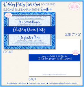 Blue Christmas Dinner Party Invitation Damask Dinner Birthday Baby Jesus Boogie Bear Invitations Overton Theme Paperless Printable Printed