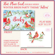 Load image into Gallery viewer, Red Cardinal Bird Party Favor Card Tent Appetizer Place Food Label Christmas Green Winter Holiday Cheer Boogie Bear Invitations Fulton Theme