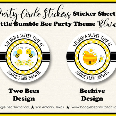 Little Bee Baby Shower Party Circle Stickers Bumble Boogie Bear Invitations Blaine Theme