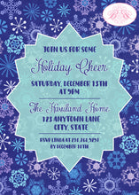 Load image into Gallery viewer, Snowflake Winter Party Invitation Blue Retro Holiday Christmas Star Boogie Bear Invitations Haviland Theme Theme Paperless Printable Printed