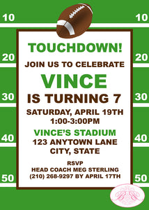 Football Team Birthday Party Invitation Foot Ball Game Boogie Bear Invitations Vince Theme Paperless Printable Printed