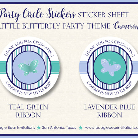 Butterfly Baby Shower Party Stickers Boogie Bear Invitations Cameron Theme