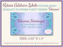 Load image into Gallery viewer, Elegant Flowers  Birthday Party Invitation Girl Purple Boogie Bear Invitations Eleanor Theme Paperless Printable Printed