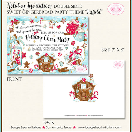 Sweet Gingerbread Christmas Party Invitation Boogie Bear Invitations Linfield Theme Paperless Printable Printed