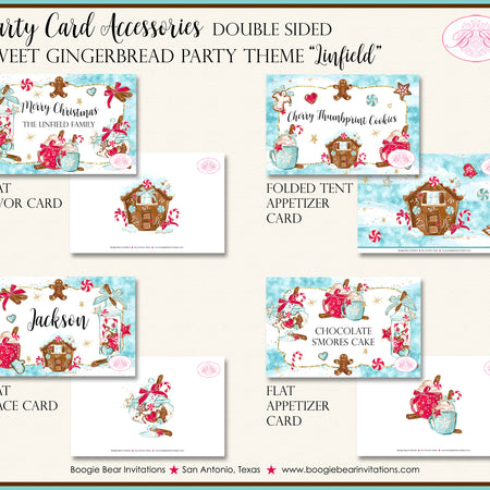 Sweet Gingerbread Christmas Holiday Party Favor Card Appetizer Place Boogie Bear Invitations Linfield Theme
