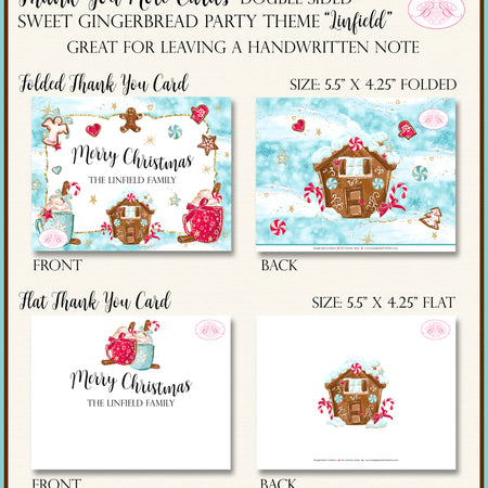 Sweet Gingerbread Christmas Party Thank You Card Boogie Bear Invitations Linfield Theme