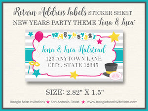 Happy New Years Birthday Party Invitation Boogie Bear Invitations Lona Luca Theme Paperless Printable Printed