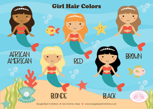Mermaid Swimming Birthday Party Stickers Circle Sheet Pool Ocean The Sea Boogie Bear Invitations Ariel Theme