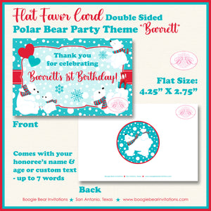 Polar Bear Birthday Party Favor Card Appetizer Food Place Sign Label Winter Christmas Boogie Bear Invitations Barrett Theme
