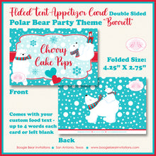 Load image into Gallery viewer, Polar Bear Birthday Party Favor Card Appetizer Food Place Sign Label Winter Christmas Boogie Bear Invitations Barrett Theme