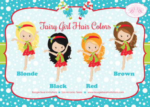 Winter Fairy Girl Party Circle Stickers Birthday Christmas Red Boogie Bear Invitations Breena Theme