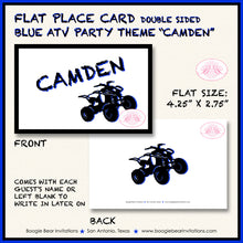 Load image into Gallery viewer, Blue ATV Birthday Party Favor Card Tent Appetizer Place Quad 4 Wheeler Boogie Bear Invitations Camden Theme