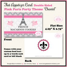 Load image into Gallery viewer, Pink Paris Birthday Favor Party Card Tent Place Food Tag France French Boogie Bear Invitations Chantel Theme