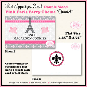 Pink Paris Birthday Favor Party Card Tent Place Food Tag France French Boogie Bear Invitations Chantel Theme