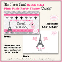 Load image into Gallery viewer, Pink Paris Birthday Favor Party Card Tent Place Food Tag France French Boogie Bear Invitations Chantel Theme