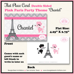 Pink Paris Birthday Favor Party Card Tent Place Food Tag France French Boogie Bear Invitations Chantel Theme