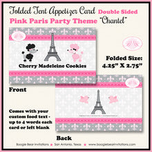 Load image into Gallery viewer, Pink Paris Birthday Favor Party Card Tent Place Food Tag France French Boogie Bear Invitations Chantel Theme