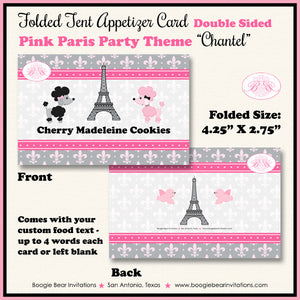 Pink Paris Birthday Favor Party Card Tent Place Food Tag France French Boogie Bear Invitations Chantel Theme