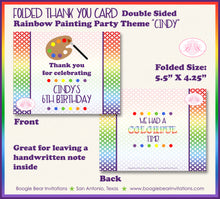 Load image into Gallery viewer, Rainbow Painting Birthday Party Thank You Card Boogie Bear Invitations Cindy Theme Printed