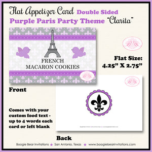 Purple Paris Birthday Favor Party Card Tent Place Food Tag France French Boogie Bear Invitations Clarita Theme