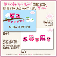 Load image into Gallery viewer, Pink Owl Baby Shower Party Favor Card Tent Place Sign Appetizer Girl Boogie Bear Invitations Darla Theme Printed